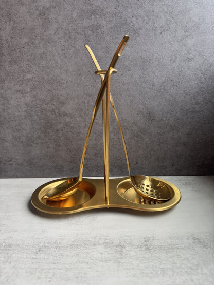 Gold Ladles with Spoon Rest
