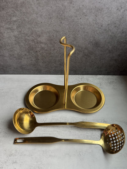 Gold Ladles with Spoon Rest