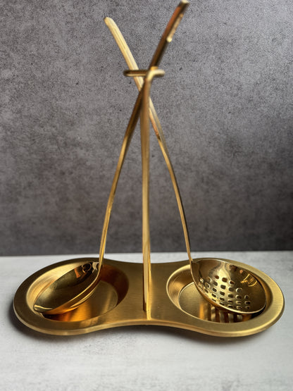 Gold Ladles with Spoon Rest